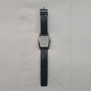 Kenneth Cole Black Crocodile-Embossed Strap